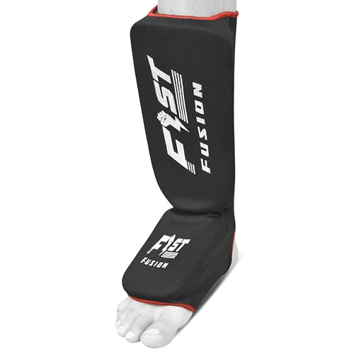 Muay Thai Shin in Step, Kickboxing MMA Boxing Training Elasticated Breathable Leg Foot Guard Socks Pair - color: Black, size: Medium