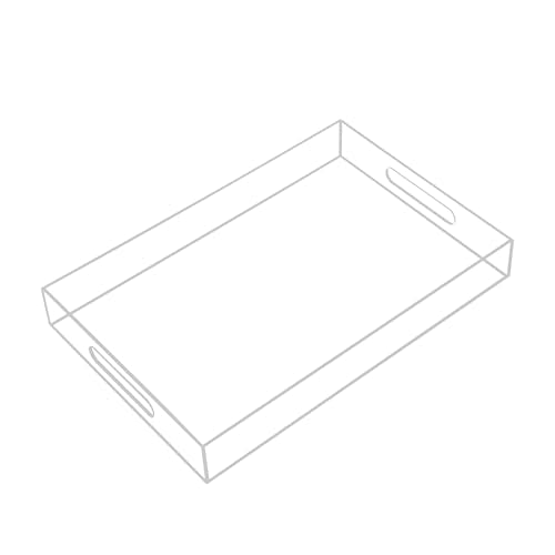 Clear Acrylic Serving Tray with Handles-Butler Trays for Coffee Table, Snacks,Breakfast in Bed, Kitchen Countertop,Vanity,Makeup Organizer,Ottoman (Clear, 10x15 Inches) - color: Clear, size: 15" x 10" x 2"