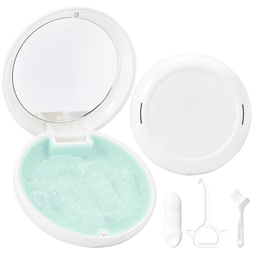 Orthodontic Retainer Case Aligner Mouth Guard Storage Box,White Green - color: White Green