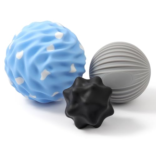 HODEMI Spiky Massage Ball Set, 3 Pack Spiky Ball, Ribbed Massage Ball & Trigger Point Ball for Deep Tissue Massage and Myofascial Release for Back, Neck, Hip, Shoulder and Foot with Mesh Bag - style: Classic Texture Set