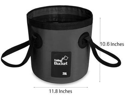 BANCHELLE Collapsible Bucket Water Container Portable Folding Camp Wash Basin for Outdoor Traveling Hiking Fishing Car Washing Gardening Camping 2 PCS - color: Black