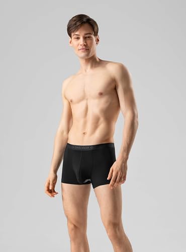 DAVID ARCHY Men's Underwear Modal Boxer Briefs Trunks Multi-Pack - color: A2, Black/Charcoal/Navy/Merlot - 3.5" in 4 Pack, size: Large