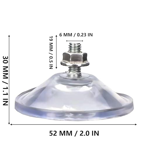 XJKJ M6 x 14 6 PCS Heavy Duty Suction Cups for Windows & Glass, Strong Reusable Suction Cups No Residue Window Suction Cups for Car, Aquarium, Smooth Surfaces, Outdoor Decor, Mounting Hooks, Tools