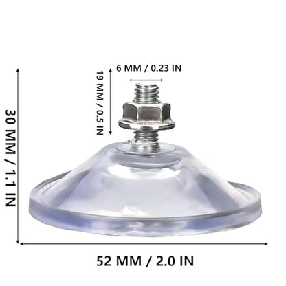 XJKJ M6 x 14 6 PCS Heavy Duty Suction Cups for Windows & Glass, Strong Reusable Suction Cups No Residue Window Suction Cups for Car, Aquarium, Smooth Surfaces, Outdoor Decor, Mounting Hooks, Tools