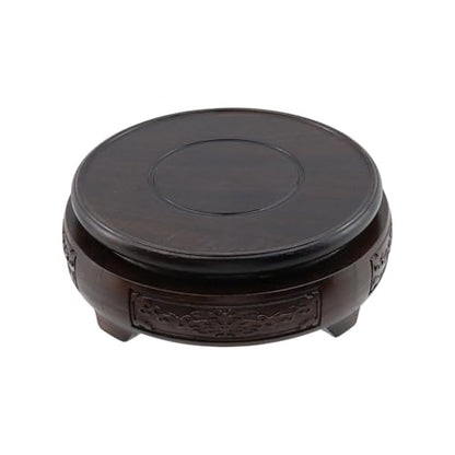 Wooden Display Stand Base 4" x 4" Wood Carved Craft Pedestal Traditional Wooden Base Oriental Antique Display Riser Round Pedestal Stands for Vase Crystal Ball Teapot Stone Flower Pot - size: Round, 4" x 4"