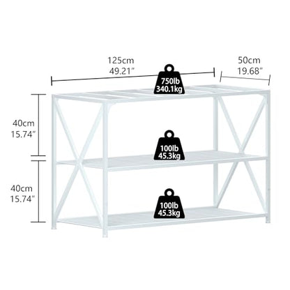 55-75 Gallon Fish Tank Stand, 49.2 x 19.7x 31.5 Inch,Industrial Aquarium Stand with Power Outlet and Switch, Turtle Tank, Reptile Terrariums and Breeder Tank Stand, White