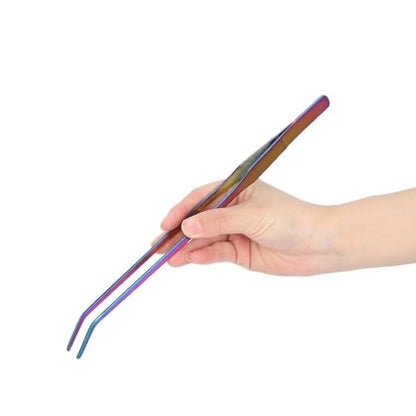 10.6Inch Stainless Steel Aquarium Tweezers Curved Design Ergonomic Non-Slip Grip for Planted Tank Fish Feeding Reptile Care(Curved Tweezers)