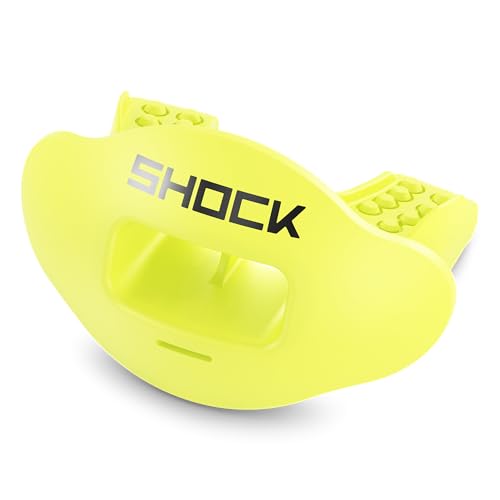 Shock Doctor Lip Guard, Adult and Youth Mouth Guard Football with Strap, Breathable Wide Opening Football Mouthpiece for Youth and Adults OSFA, Shock Doctor Mouth Guards, Max Airflow - color: Shock Yellow