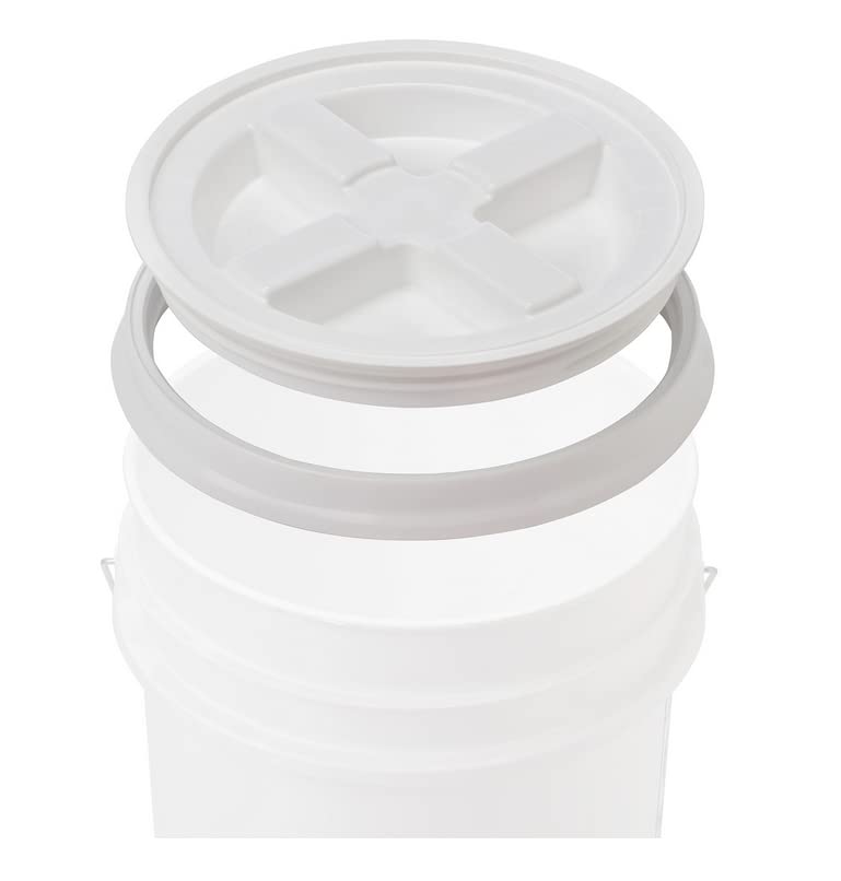 5 Gallon Food Grade BPA Free Made in USA Red Bucket Pail with White Air Tight Screw On Lid (Pack of 3)