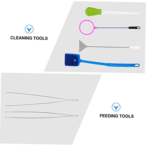 7pcs Aquarium Cleaning Tool with Stainless Steel Tongs Fishing Net and Brush for Easy Maintenance of Fish Tanks and Aquascaping