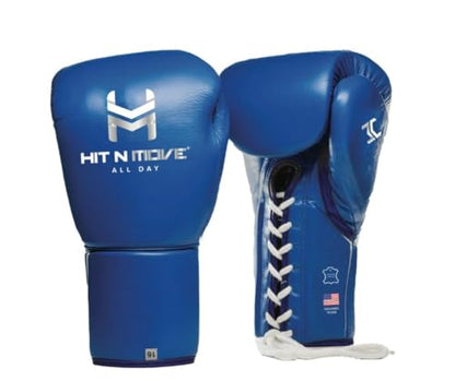 HIT N MOVE All Day Pro Balance Sparring and Bag Boxing Gloves LACE UP, Boxing Gloves Men & Women, Boxing Equipment, Sparring & Bag Gloves for Boxing, Kickboxing, Muay Thai, MMA - color: Blue, size: 16 OZ