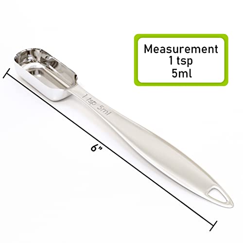 2PCS 1Teaspoon (1/3tbsp, 5ml) Single Measuring Spoon, Individual Stainless Steel Long Handle Measure Tablespoon Only - size: 1tsp|1/3tbsp|5ml|1/6oz