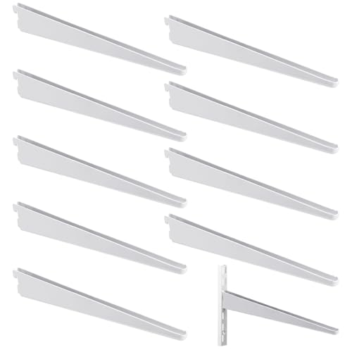 Yalikop 10 Pack dual track shelf bracket for Double Track System adjustable shelf brackets Closet Organization Heavy Duty Wire Shelf Brackets (White,11.5 Inches) - color: White, size: 7 Inches