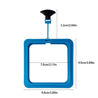 Fish Feeding Ring Floating Food Feeder Circle with Suction Cup Easy to Install Aquarium (Square) - color: blue