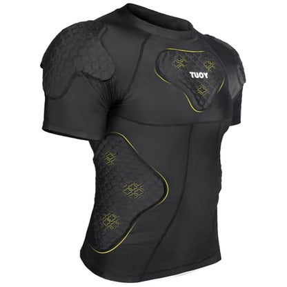 Mens Football Rib Protector with Pads Adult Protective Undershirt Heart Guard for Softball Rugby Lacrosse - size: Large