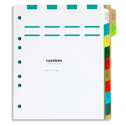Carstens Heavy Duty Plastic Long-Term Care Divider Set, 11-Tab, with Pull Tab Die Cuts, 1616-00, for Side-Opening 3-Ring Binders, Case of 25 Sets - size: 11-Tab