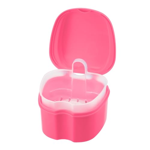 Annhua Denture Retainer Container Case Cleaning,Denture Bath Box False Teeth Storage Box - color: Pink