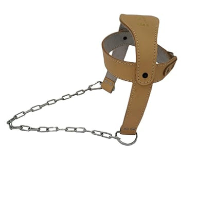 Force of Habit Head Harness, Brown, Leather with 24 Inch Steel Chain - color: Tan