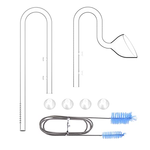 FZONE 13mm Aquarium Glass Lily Pipe Kits with Lily Inflow Lily Outflow and Brush for 3/4" ID (12/16mm) Tubing