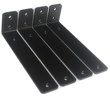 4 Pack - L 8" x H 2" x W1.5, 5mm Thick Black L Shelf Bracket, Iron Shelf Brackets, Metal Shelf Brackets, Floating Shelf, Shelf Supports with Screws - size: 8''x2'', style: Black 4 Pack