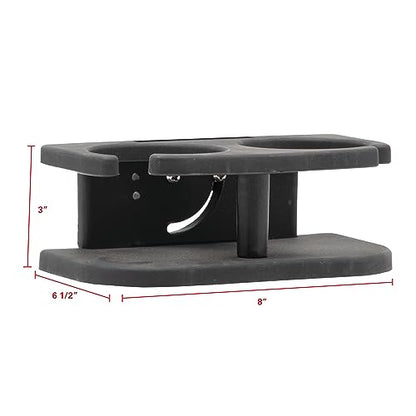 Extreme Max 3005.5689 Adjustable 2-Drink Mug Cup & Can Holder for Horizontal and Vertical Round Pontoon Rails - Black
