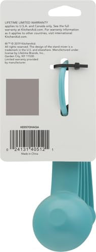 KitchenAid Classic Measuring Spoons, Set of 5, Aqua Sky/Black - color: Aqua Sky/Black