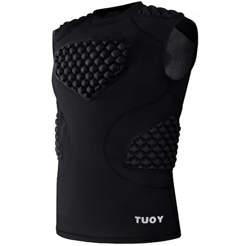 Men's Football Rib Protector Vest Heart Sternum Chest Shoulder Guard Padded Shirt for Aldult Rugby Softball - size: Medium