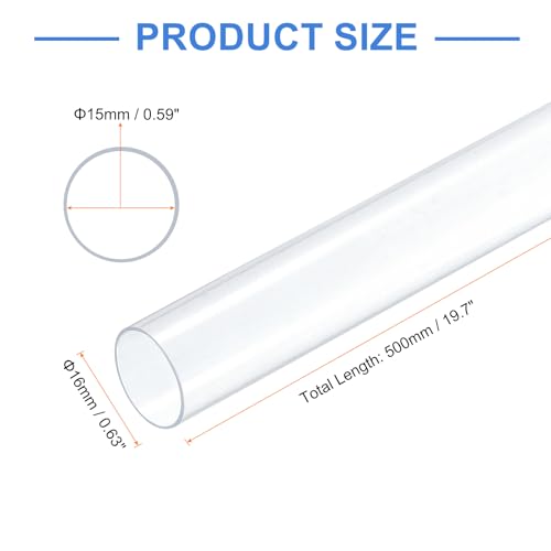 uxcell 10 Pcs Clear Plastic Rigid Tubing 15mm ID x 16mm OD, 0.5 Meters Length Round Polycarbonate Tubing for Aquarium Water Pipe, Water Cooling System, Plumbing - size: 15mm x 16mm