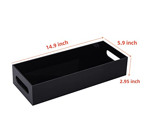 Toilet Paper Holder with Storage Acrylic Basket, Modern Tank Tray with Non-Slip Mat, Black Decor for Bathroom, Vanity, Bedroom, Entryway, Living Room