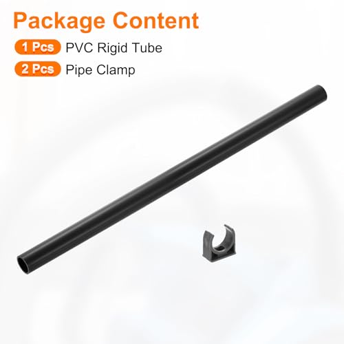 uxcell PVC Rigid Tube, 500mm Length Round Pipe Tubing, 21mm ID 25mm OD Plastic Tubes with Clamp for Aquarium, Water Cooling System, Cable Sleeve, Dark Gray - color: Dark Gray, size: 500mm x 21mm x 25mm