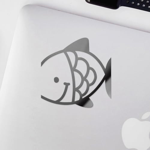 Decal Stickers of Fish (Metallic Silver) (Set of 2) Premium Waterproof Vinyl Decal Stickers for Laptop Phone Accessory Helmet Car Window Mug Tuber Cup Door Wall Decoration - ANDVER1f44141SI