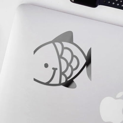 Decal Stickers of Fish (Metallic Silver) (Set of 2) Premium Waterproof Vinyl Decal Stickers for Laptop Phone Accessory Helmet Car Window Mug Tuber Cup Door Wall Decoration - ANDVER1f44141SI