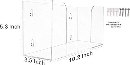 Cq acrylic Rubber Glove Holder for Wall Mount,Clear Disposable Glove Dispenser and Glove Box on Wall,Multipurpose Wall Floating Mask Dispenser and Medical Gloves Rack Storage,10.2”x5.3”x3.5” Pack of 1 - size: Can hold 1 boxes