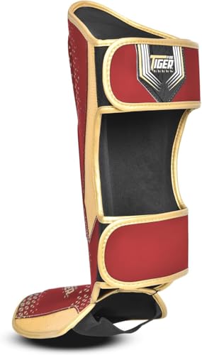 Shin Guards MMA, Muay Thai, Kickboxing, Leg Instep Protection Pads, Kicking, Sparring, Training Gear, Karate, Boxing, Taekwondo - Unisex - Black and White Colors - color: Red, size: Small