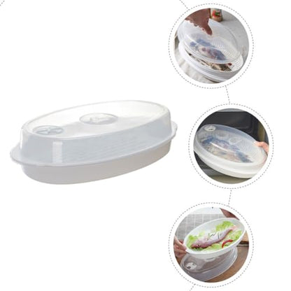 Generic Microwave Steamer Fish Steamer with Lid, White Food Steamed Holder for Vegetables and Seafood, Quick Heat Transfer Steaming Plate for Nutritious Home Cooking