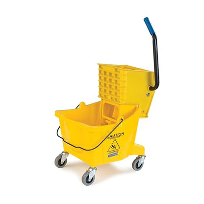 Carlisle Food Service Sparta Commercial Mop Bucket with Side Press Wringer, Floor Cleaning Essentials for Commercial and Home Use, Polypropylene, 26 Quart Capacity, 1 Count, Yellow - color: Yellow