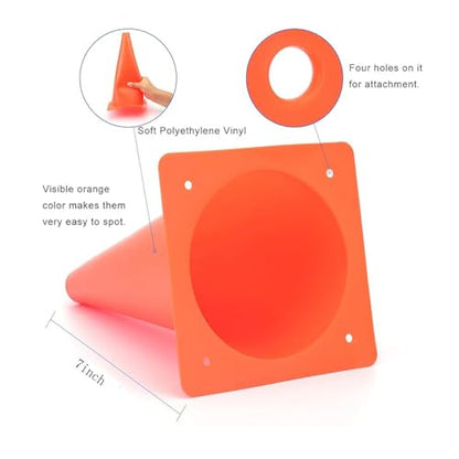 7" Soccer Cones (Set of 12) - Plastic Traffic Cones