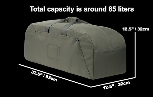 85L Military-Style Duffle Backpack with Rigid Panels | Built for deployment gear, work equipment, camping supplies, vehicle storage, and checked travel. - color: Olive Green