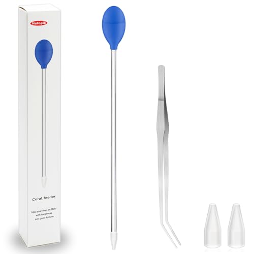 1 Pc 18.5 in Long Pipette with 1 Pc Stainless Steel Feeding Long Tweezers for Fish Tank Coral Food Feeder Long Syringe Aquarium Coral Feeding Tube for Marine Fish Reef Aquatic Plant