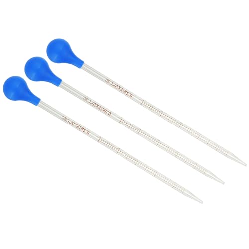 PATIKIL Graduated Dropper Pipettes Kit, 3pcs 0.5ml Borosilicate Glass Pipette with Rubber Cap for Transfer Liquid for Lab, Chemistry, Clear, 7.9" - size: 0.5ml