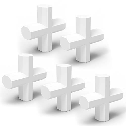 StonyLab 5 Pack Cross Shape Magnetic Stirrer Stir Bar, 10 x 3 mm PTFE-Coated White Stir Mixer