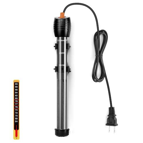 Submersible Aquarium Heater, Adjustable Fish Tahk Heater with Free Thermometer Suitable for Marine Saltwater and Freshwater - size: C200