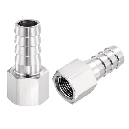 2 Pack Stainless Steel Hose Barb to NPT Female Adapter, 5/8" Barb x 3/8" NPT Female for Industrial, Automotive, Fluid Transfer, Home Gardening, and Water Treatment - size: 5/8" Barb To 3/8" NPT Female