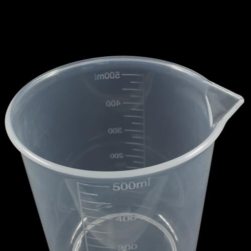 Bivethoi 3 Pack Plastic Beakers, Low Form Graduated Measuring Beakers 50ML Graduation Interval(Vol. 500ML) - size: 500ml