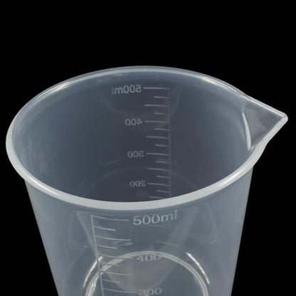 Bivethoi 3 Pack Plastic Beakers, Low Form Graduated Measuring Beakers 50ML Graduation Interval(Vol. 500ML) - size: 500ml