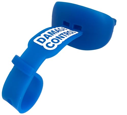 DAMAGE CONTROL Pacifier Football Mouth Guard – Permanent Strap – Blue - color: Blue