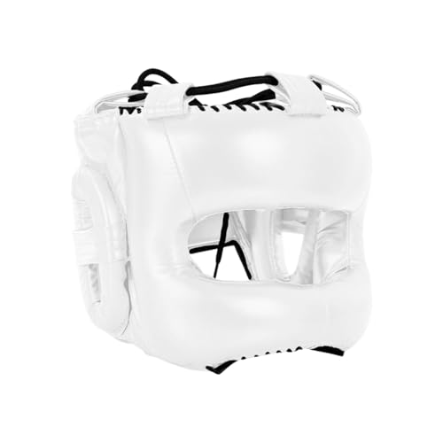 Adjustable Boxing Headgear with Full Coverages Protections Easy Liners Kickboxing Helmet for Athletes Present Muay Thai Helmet - color: White