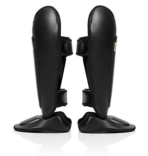 Fairtex SP8 Lightweight Durable Shin Guards, Expanded Side Protection Pads - color: Black, size: Large