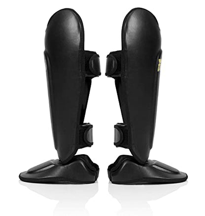 Fairtex SP8 Lightweight Durable Shin Guards, Expanded Side Protection Pads - color: Black, size: X-Large