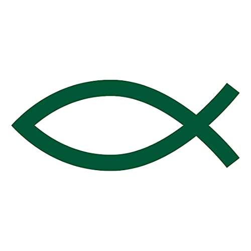 Jesus Fish Christian 2 (Green) (Set Of 2) Premium Waterproof Vinyl Decal Stickers For Laptop Phone Accessory Helmet Car Window Bumper Mug Tuber Cup Door Wall Decoration - color: Green, size: 4.8 inches x 1.9 inches